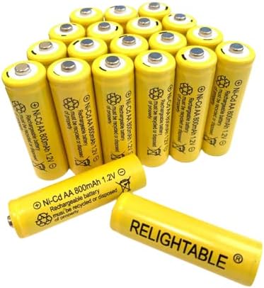 AA Size NiCd AA 800mAh 1.2V Rechargeable Batteries for Solar Lamp Solar Light (20-PCS AA 800mAh)...