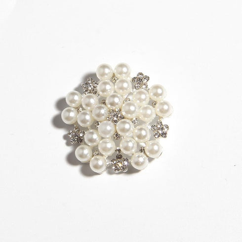 20PCS 1.2inch 3CM Round Pearl Metal Crystal Flatback Rhinestone Buttons for DIY Headbands Hair Accessories Flower Center Bouquet Wedding Invitatio...