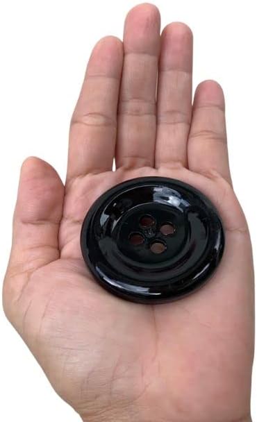 50 mm Large Button 4 Holes Black 15 Pcs for Crafts Making Clothes Sewing and DIY Projects, Scrapbook...