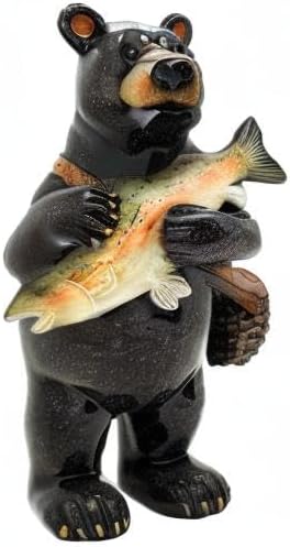 Pacific Giftware Animal World Black Bear Fisherman 6.5 inches Tall Resin Figurine Home Decor...