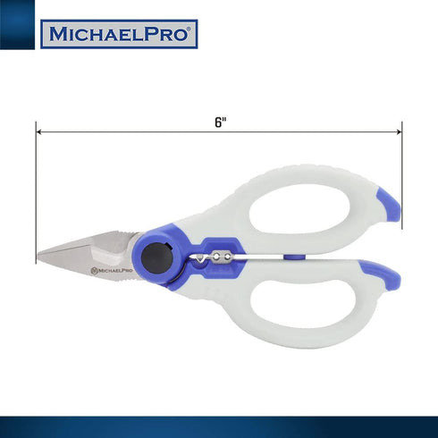 MichaelPro MP010025 6" Stainless Electrician Scissors | Heavy Duty Multi-Purpose Shears | Cuts Wires and Soft Cable, Protective Sheath Included...