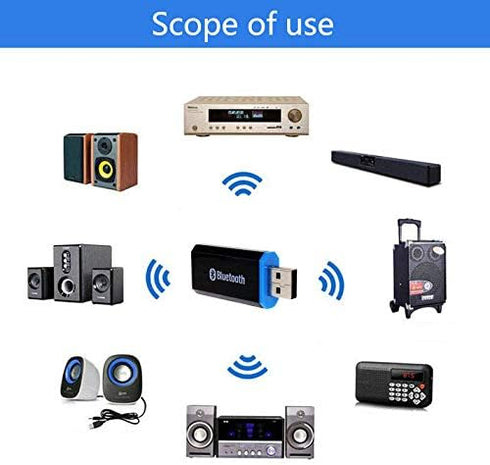 USB Bluetooth Receiver Adapter Wireless Audio Adapter 3.5mm Car Kit Music Receiver for Home/Car Stereo Sound System, Portable Speskers, (Aux in) w...