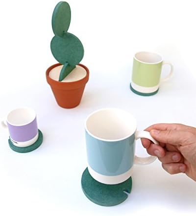TriPro Original Coasters Set of 6 Pieces with Creative Cactus Shaped Design for Holiday Gift & Home Decoration...