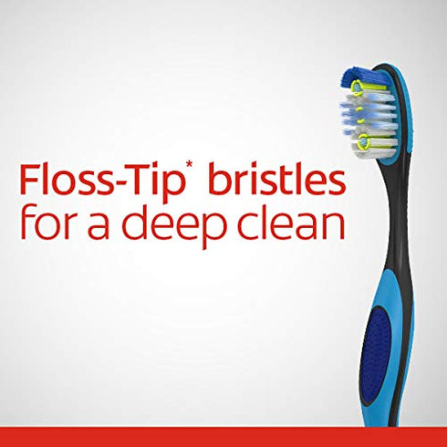 Colgate 360 Total Advanced Floss-Tip Bristle Toothbrush, Black and Blue, Solar Powered, Unisex-Adults...