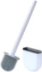 Toilet Brush, Silicone Toilet Brush, Toilet Bowl Brush and Holder Set, Floor Standing, Wall Mounted without Drilling, White...
