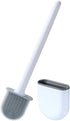 Toilet Brush, Silicone Toilet Brush, Toilet Bowl Brush and Holder Set, Floor Standing, Wall Mounted without Drilling, White...