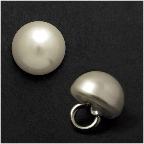 10mm Bridal Pearl Plastic Button with Shank Back by 12-pcs, TR-12201 (Ivory)...