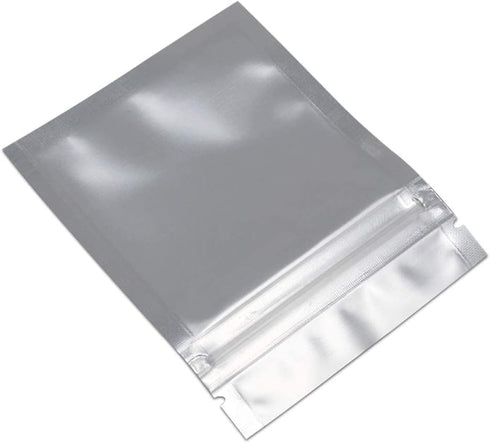 FERENLI 100 Pcs Mylar Zipper Lock Food Storage Bag Matte Aluminum Foil Airtight Bag with Front Window Plastic Packaging Pouch for Zip Flat Heat Se...