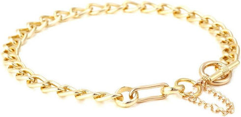 14K Gold Plated Chunky Chain Link Choker Necklace for Women,Statement Cuban Chain Link Paperclip Necklace,Simple Toggle Thick Chain Necklace Trend...