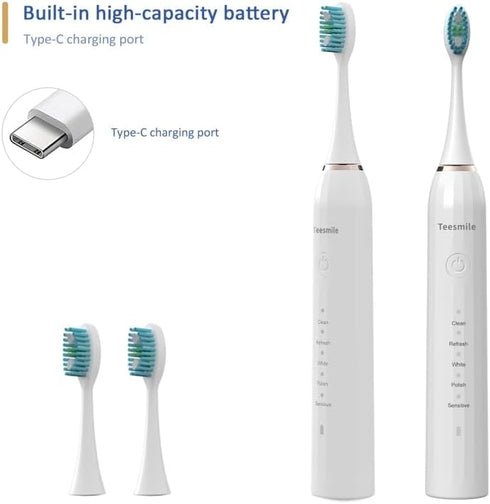 Electric Toothbrush .This rechargeable electric power toothbrush, available in a sleek white color, offers 5 modes for personalized cleaning. with...