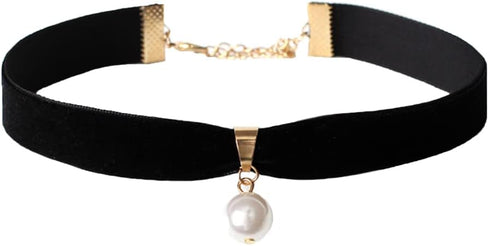 JAKAWIN Pearl Choker Necklace Adjustable Black Collar Necklaces for Women NK130 (A-Pearl)...