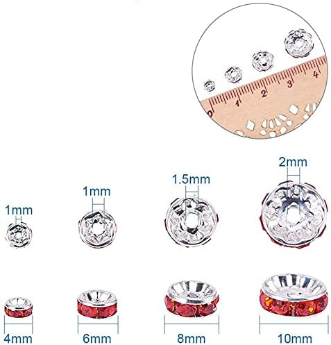 Allb 100Pcs Rondelle Spacer Beads 10mm Silver Plated Czech Crystal Rhinestone for Jewelry Making Loose Beads for Bracelets...