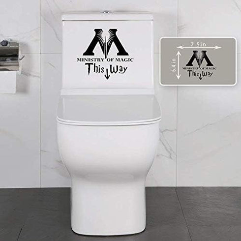 Ministry of Magic This Way Toilet Decor Wall Vinyl Decals Bumper Stickers for Cars, Van, Trucks, Laptop, Waterproof, 7.5" x 6.4"...