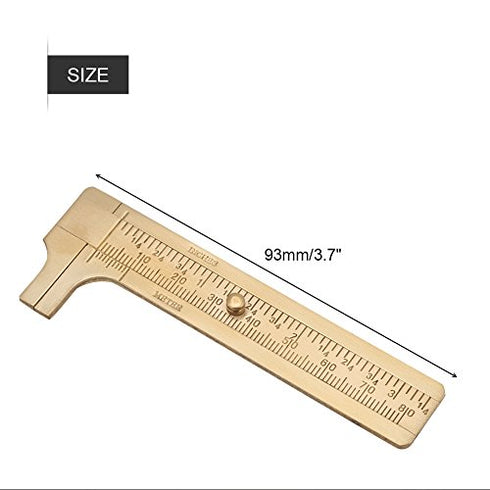 Gauge Vernier Pocket Caliper Handy Brass Sliding Gauge Brass Vernier Caliper Ruler Measuring Tool Double Scales mm/inch Mini Bead Wire Jewelry Mea...
