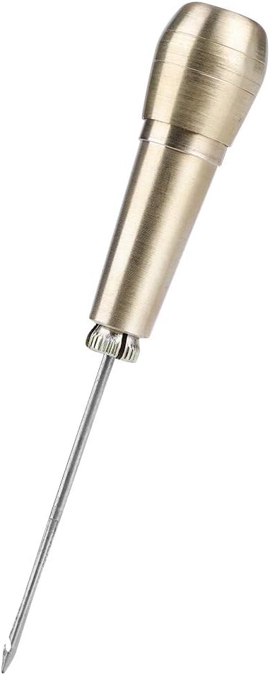 Copper Handle Sewing Awl, 1 Set Shoe Repair Tool, 3 Needles Sewing Awl Repair Tool, Hand Stitcher Kit, Leathercraft Sewing Handle, Awl...