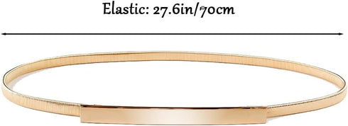COSYDAYS Metallic Elastic Waist Belt Gold Skinny Metal Waist Chain Dress Belt Stretch Waistband Jewelry for Women and Girls (Gold)...