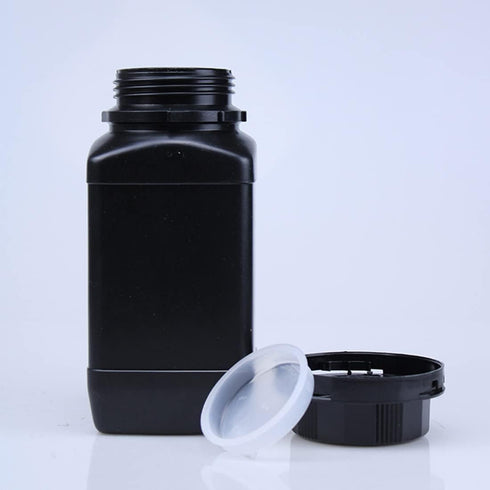 Heyiarbeit 5pcs Plastic Lab Chemical Reagent Bottle 500ml/17oz Wide Mouth Sample Sealing Liquid/Solid Storage Bottles Black...