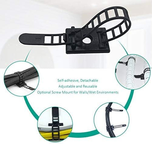 50 Pieces Cable Management Desk Wire Organizer Cable Ties Zip Ties Adhesive Cord Clips Cord Keeper Desk Wire Management...