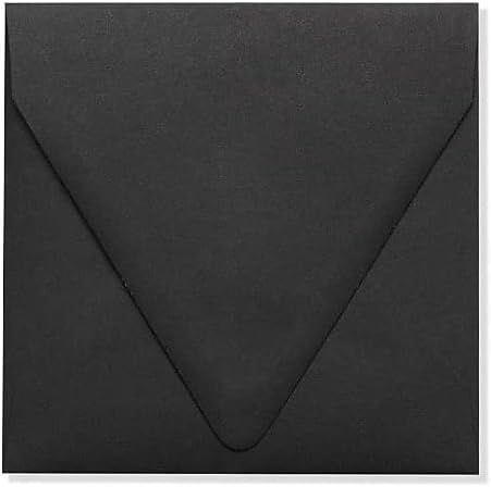 LUXPaper Square Contour Flap Invitation Envelopes | 6 1/2" x 6 1/2" | Midnight Black | 80lb. Text | 50 Qty...