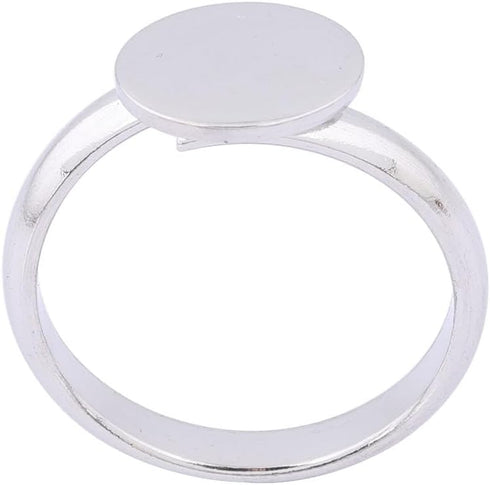 20pcs Stainless Steel 10mm Circle Pad Ring Bezel Blanks DIY Adjustable Fingerring Base Settings for Jewelry Making (Plain Steel)...