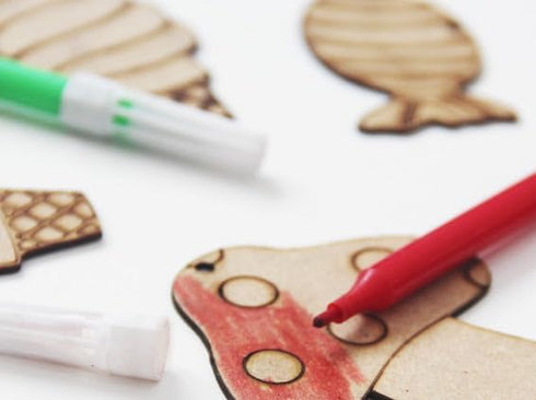 Unfinished Wooden Shapes and Cutouts - Bulk Wood Painting Crafts for Kids, DIY Home Decoration, Art Projects, Kids Painting Supplies, 65pcs Set of...