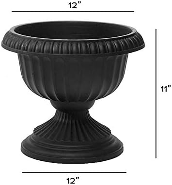 Grecian Urn Planter, Black, 12-Inch...