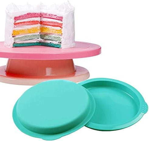 Webake Rainbow Cake Pans, 6 Inch Round Silicone Baking Pans, Set of 6, Great for Jumbo Whoopie Pie, Vegetable Pancakes, Taco Shells, Pizza Crust, ...