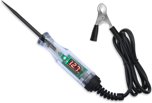 Car Voltage Tester Pen with Alligator Clip,DC 3-48V Test Light Pen Digital LED Circuit Tester with Prolong Spring Cable,Universal Car Fuse Tester ...