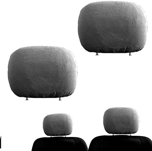 Universal Headrest Covers for Cars & Trucks – Set of 2 Solid Grey Polyester Covers with Foam Backing for DVD & TV Monitors for Most Vehicles – Dur...