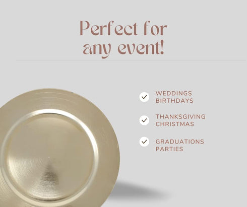 Ms Lovely Metallic Foil Charger Plates - Set of 6 - Made of Thick Plastic - Gold...