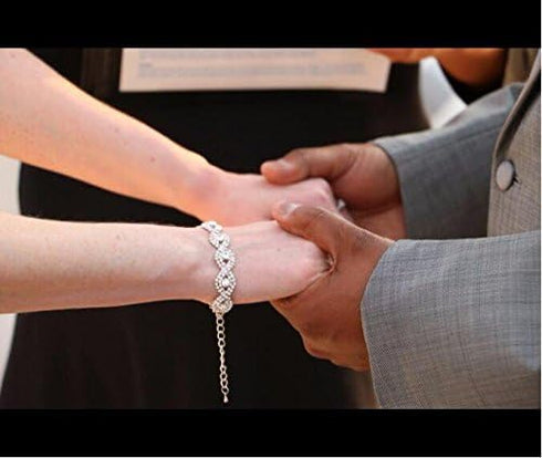 Long Way Women's Silver/Gold Plated Crystal Bracelets 6.7"+2.4"...