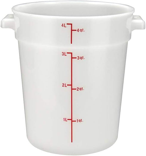 Winco Heavy-Duty Round Food Storage Container, 4 Quart, White...