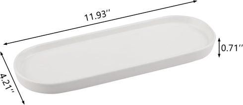 VanEnjoy White Vanity Tray for Bathroom Counter, Long Narrow Tray Ceramic Tray for Kitchen Counter for Soap Bottles...
