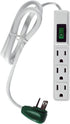 Go Green Power Inc. 2.5ft 3-Outlet Power Strip - Compact, Durable, Ideal for Travel & Home Use with Right-Angled Plug and Circuit Breaker - GG-130...