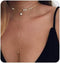 Bohemia Layered Choker Necklace Gold Disc Choker Star Choker Lariat & Y Necklace Bar Pendant Necklace for Women and Girls(Gold)...
