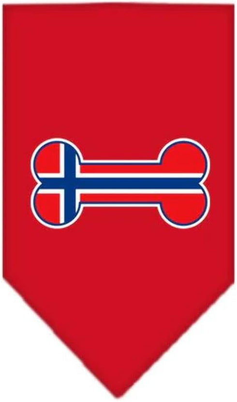 Mirage Pet Products Bone Flag Norway Screen Print Bandana for Pets, Small, Red...