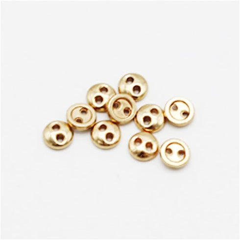 50 PCS 2 Hole Mini Metal Round Buttons Small Bread Buttons for Doll Clothes Bag Deoration Sewing Craft (KC Gold, 5mm)...