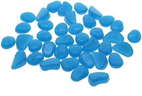 Oubest Fish Tank Rocks Glow Blue/Glow in The Dark Pebbles for Garden/Fish Tank/Aquarium/Plant Pots/Bonsai Walkway/Driveway 100pcs...