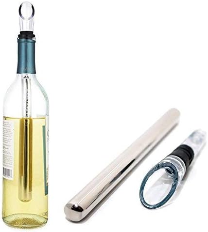Keep your WINE COLD! 3-in-1 Wine Chiller Stick - Stainless Steel Wine Bottle Cooler - Freezer Stick - with Aerator and Pourer Decanter - for Red a...