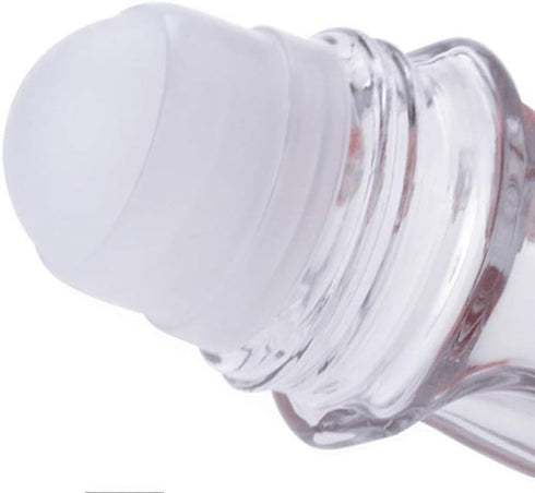 2 Pcs 50ml 1.69oz Clear Roller Bottle Empty Glass Body with Plastic Roller...