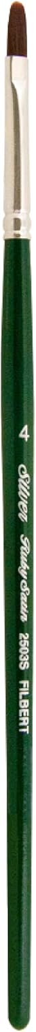 Silver Brush Limited 2503S4 Ruby Satin Filbert Brush for Fluid and Flow Acrylics, Size 4, Short Handle...