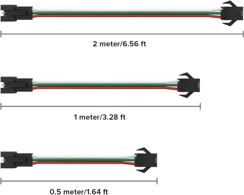 BTF-LIGHTING 5 pcs/Pack 20AWG 3 Pin JST SM Male Female Plug LED Connector 6.56ft(2m) Extension Cable for WS2812B WS2811 WS2814 SK6812 FCOB RGB CCT...