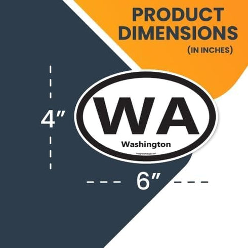 Magnet Me Up WA Washington US State Oval Magnet Decal, 4x6 Inches, Heavy Duty Automotive Magnet for Car Truck SUV, Any Magnetic Surface, The Everg...