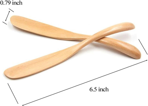 Wood Butter Knife Cheese Spreader 6.5", Set of 6, Restaurant Grade...