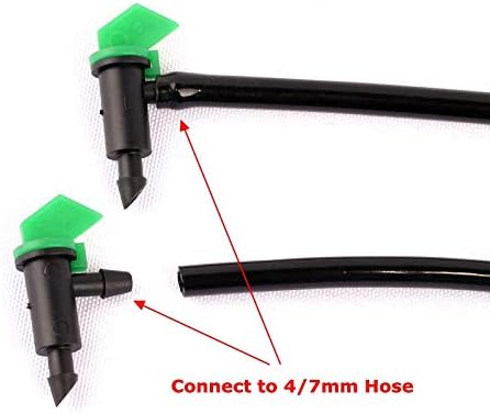 Lxcom Lighting 100 Pack 4 GPH Flag Drip Emitter Drip Emitters 16L/H Emitter Sprinkler Drippers System Parts Connect 4mm/7mm Hose for Lawn Vegetabl...