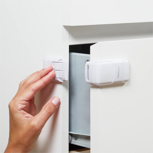 Toddleroo by North States - Corner Drawer Locks for Baby Proofing: Child Proof Drawer Locks - 2 Pack - White...