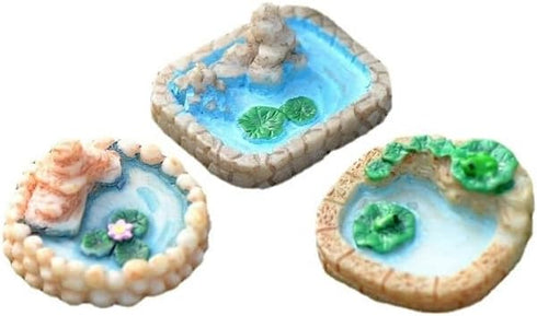 Lotus Flower Miniature Fairy Garden Accessories,Miniature Pond Lawn Garden Ornament Figurines, Mini Lighthouse Water Well Bridge Figurines, Micro ...