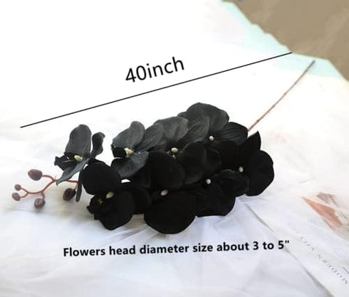 Rikyo 8 Heads Faux Black Orchid,40" Bouquets 2 Stem Phalaenopsis No Fade Petals Fake Flowers Forever Plants for Home Decoration, Office Decor,Wedd...