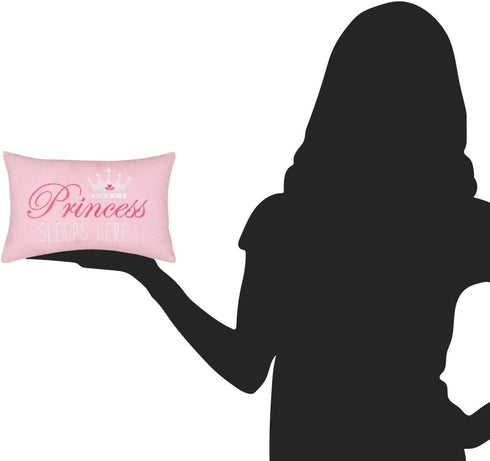 C&F Home Pink Princess Sleeps Here Extra Small Accent Pillow 6" x 9" Decor Decoration Soft Embroidered Novelty Mini Throw Pillow for Girls Kids To...