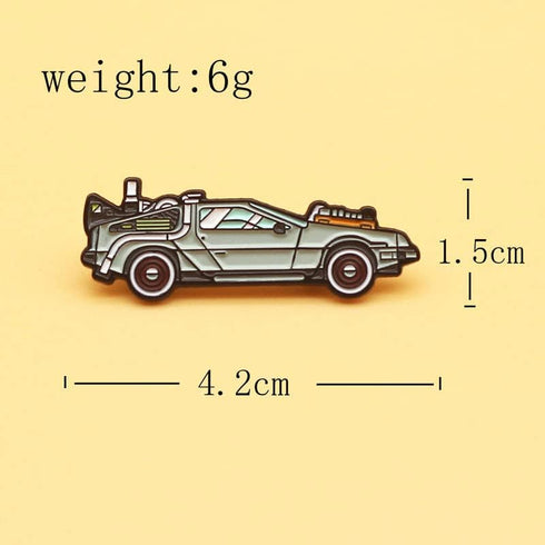 2pc Delorean Sports Car Enamel Pin Brooch Cartoon Time Machine Brooch For Backpacks...